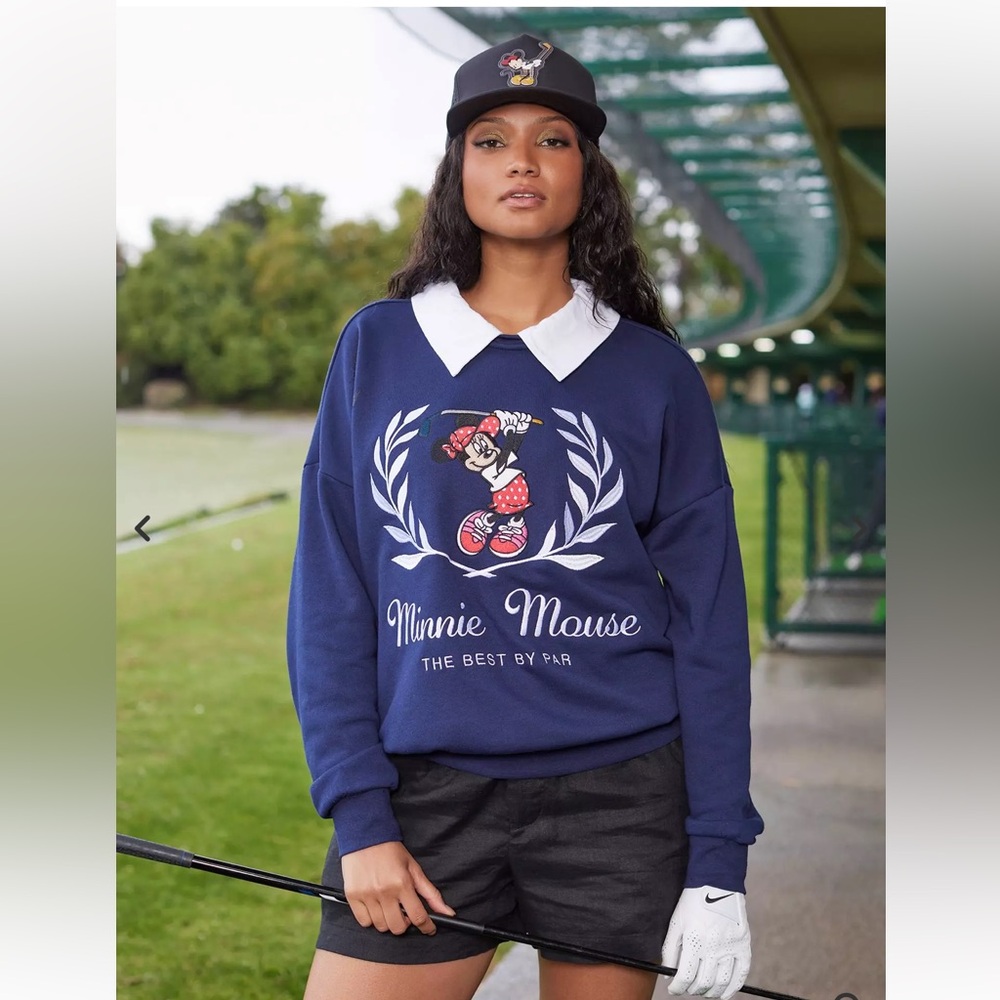NEW Disney Minnie Mouse Golf Collared Crewneck Sweatshirt - Picture 6 of 8